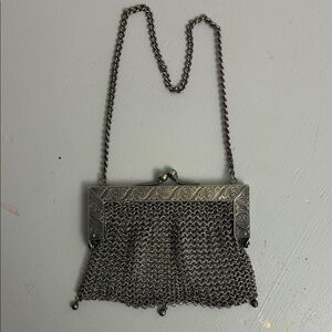 Vintage early 1900s German Silver Chainmail Evening Bag